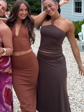 Sasha Therese skirts Asymmetrical Halter top and maxi skirt set